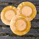 Set of 3 plates dessert barbotine, Sarreguemines, around 1900