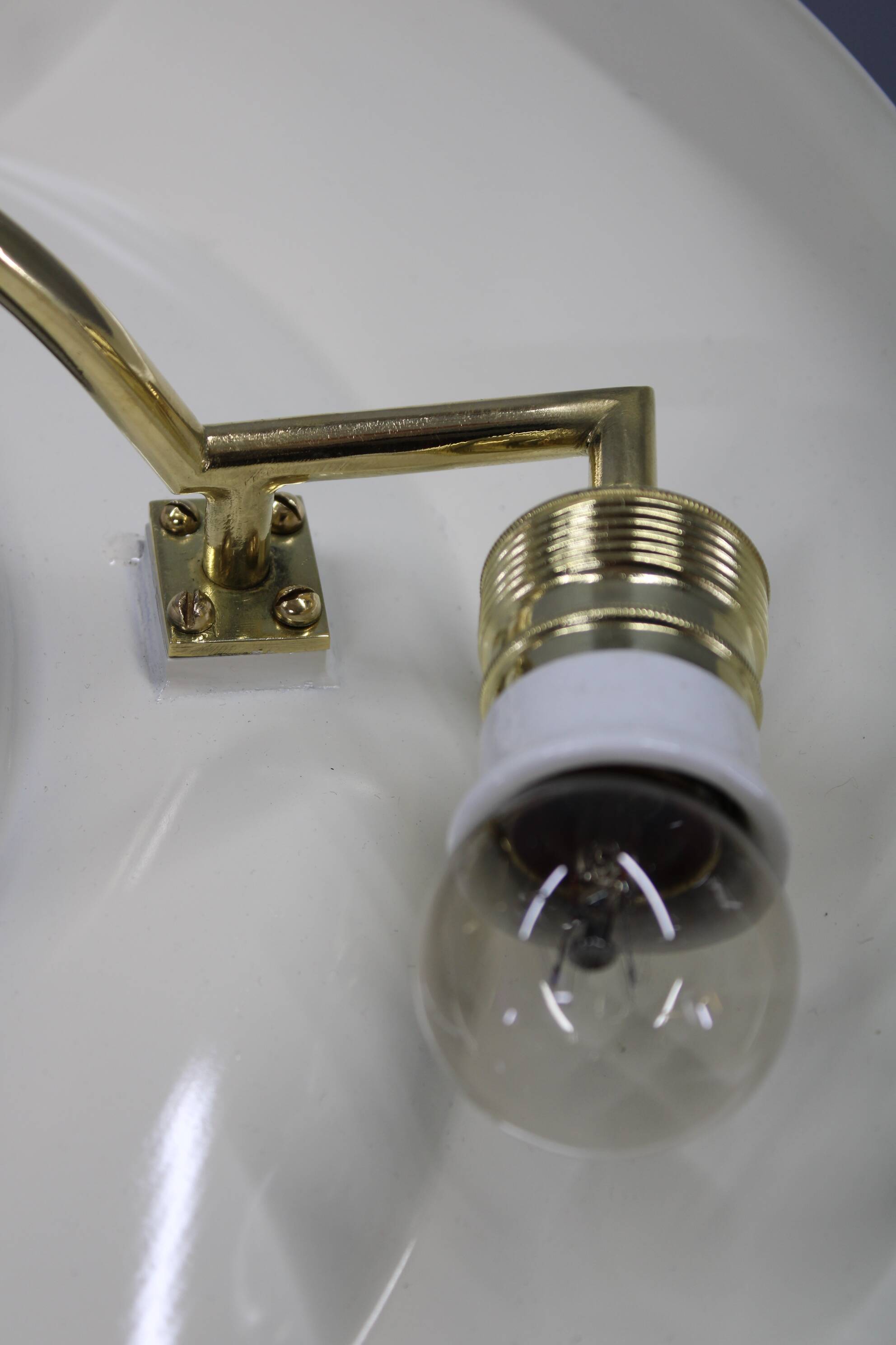 Art Deco brass chandelier with white glass, Czechoslovakia 1930s