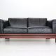 Tobia Scarpa black leather "Bastiano" 2-seater sofa for Knoll, 1960s, Italy