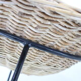 1960s pair of rattan woven basket chair with hairpin legs