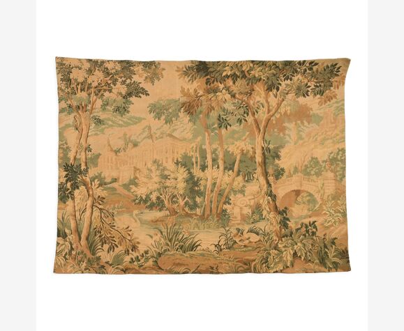 Gobelins JP Paris tapestry representing birds in the park of a castle
