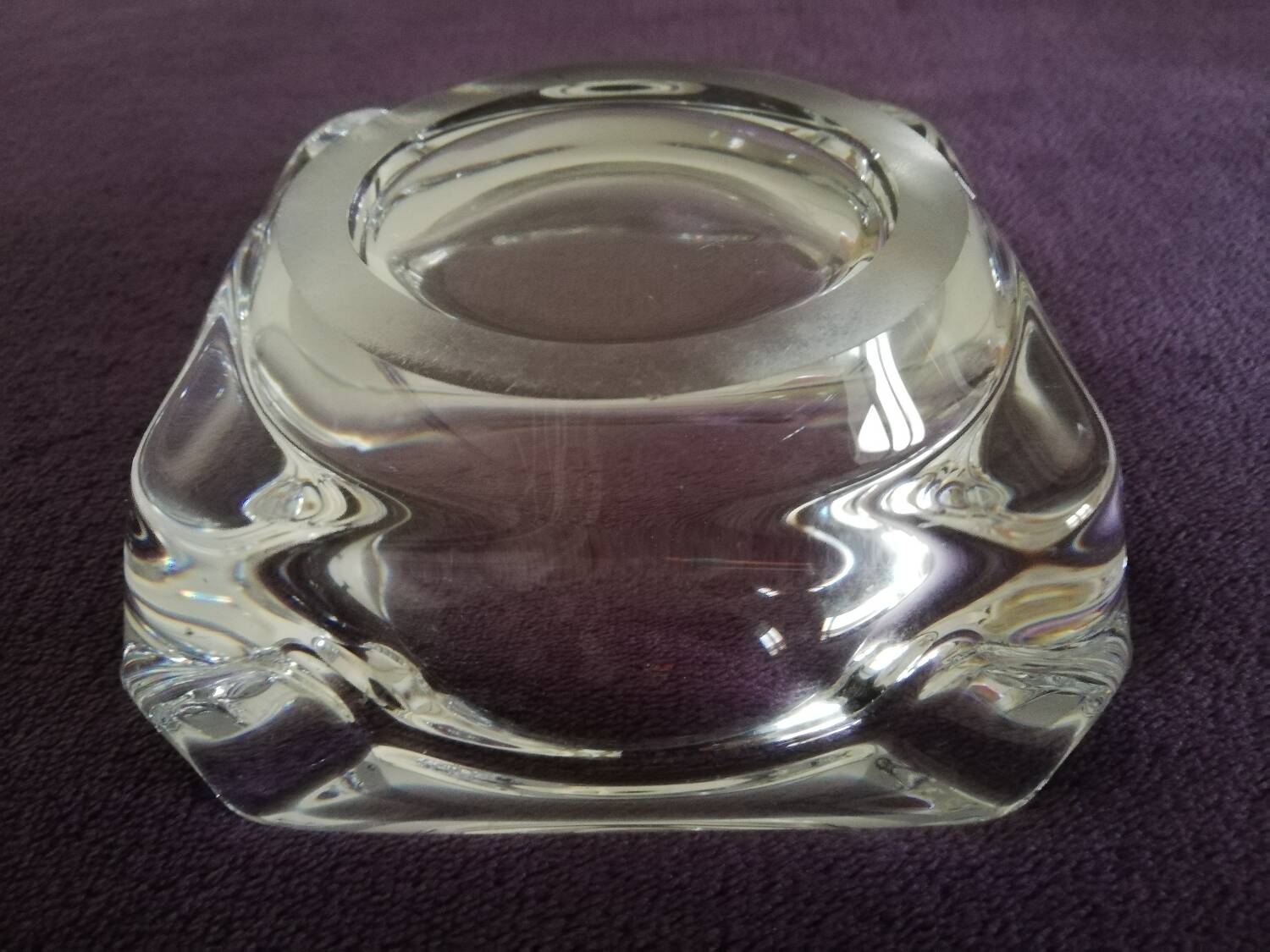 Square solid glass ashtray