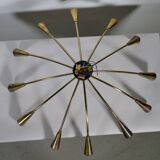 Gold Sputnik Spider 1950s 1960s Ceiling Lamp