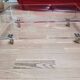Design coffee table from Habitat in transparent plexiglass, mounted on wheels.