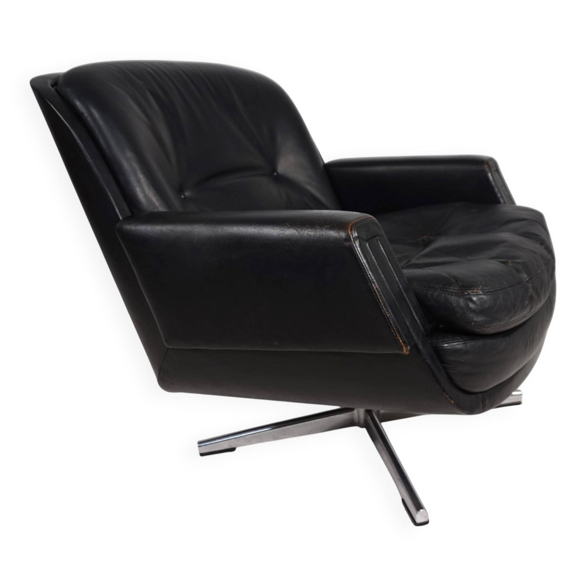 Fauteuil en cuir Eugen Schmidt, 1960