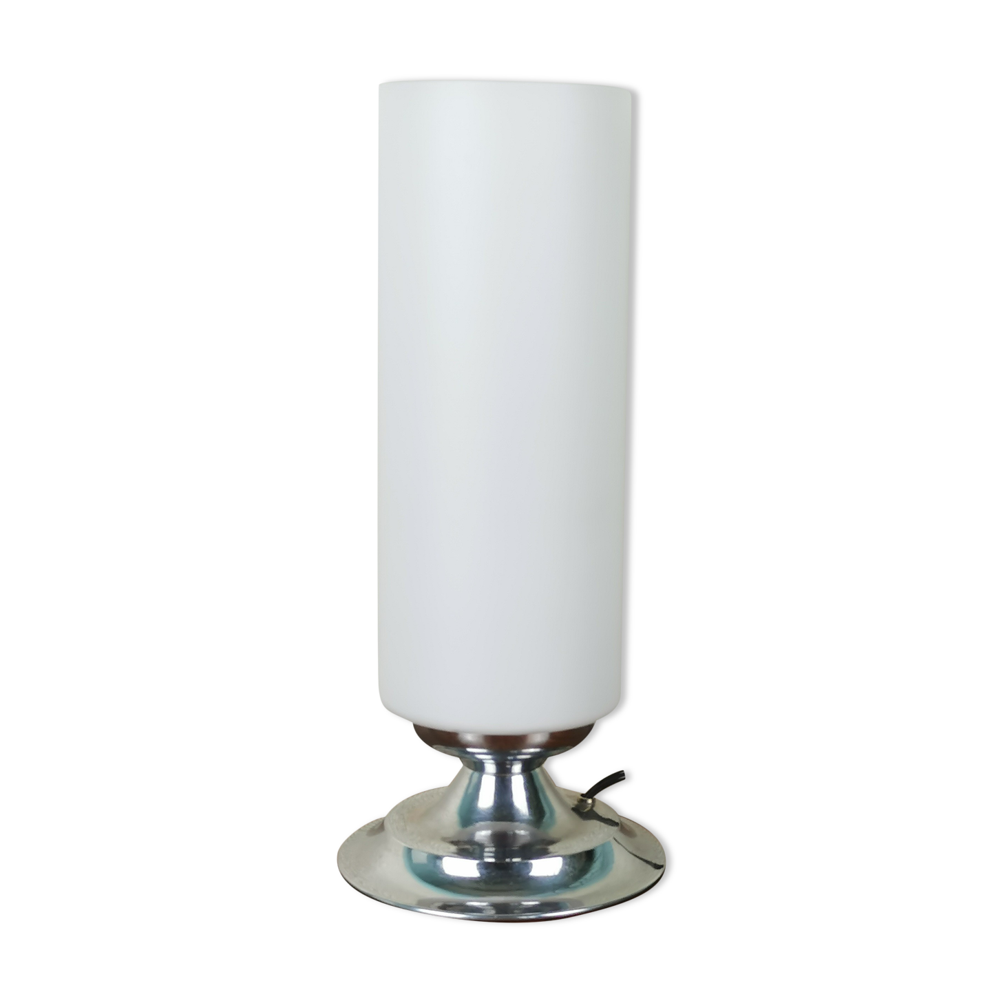 Chrome and opaline lamp