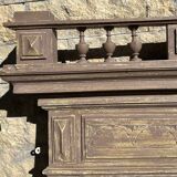 Imposing fireplace mirror in carved and painted wood, 19th century.