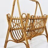 Bamboo and rattan magazine rack in the style of Franco Albini, Italy, 1950s.