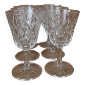 Lot de 6 verres à vin rouge Arlequin en verre de cristal de Reims 1950