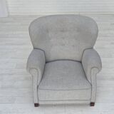 1950s, Danish relax chair by Fritz Hansen, model 1518, grey furniture wool.