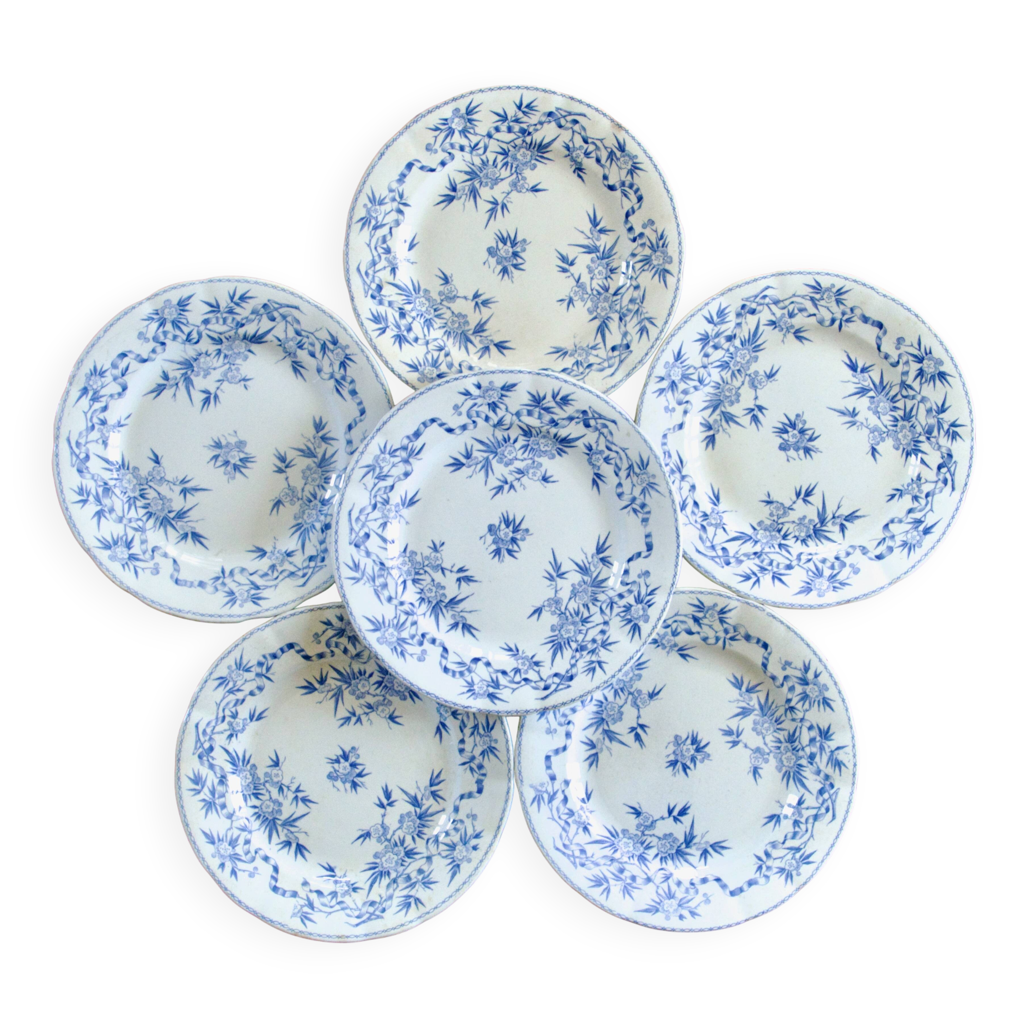 19th century Sarreguemines "Epine" ironstone dinner plates, 1880