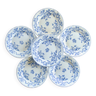 Assiettes plates en terre de fer Sarreguemines "Epine", 1880