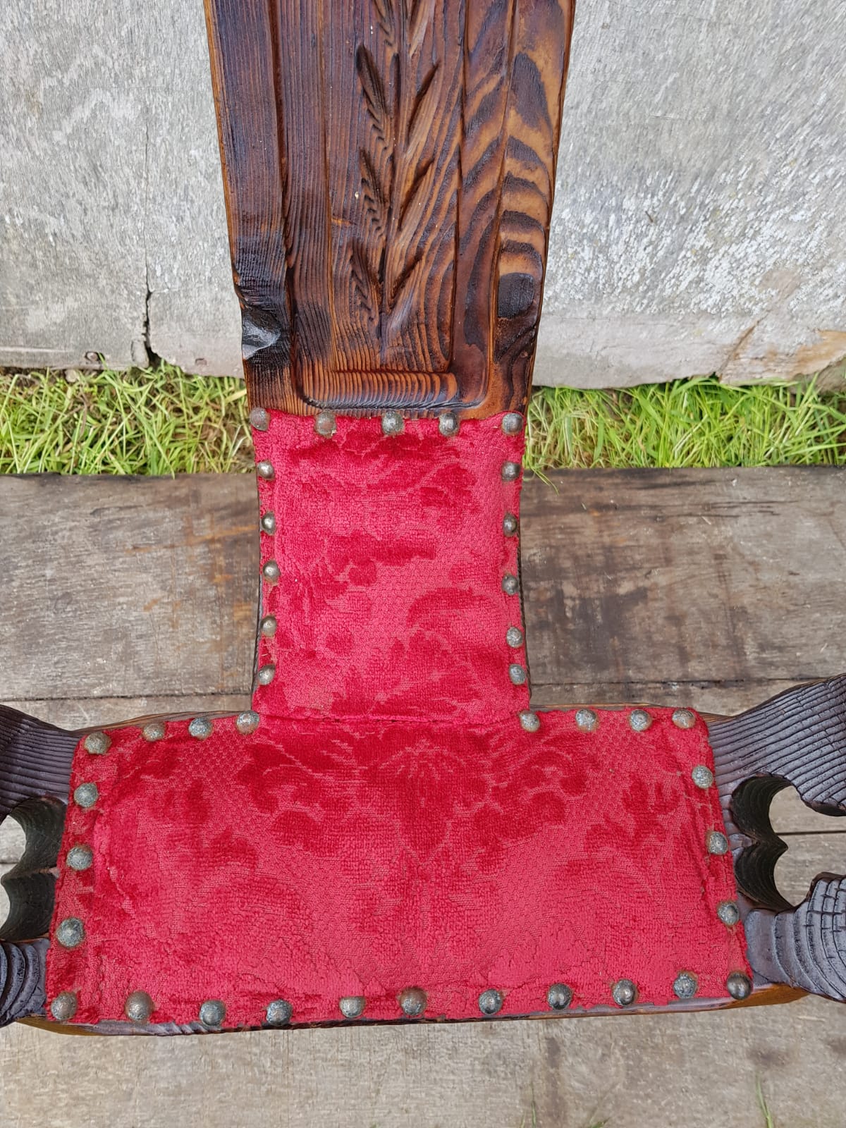 Brutalist chair feet tripodes carved wood