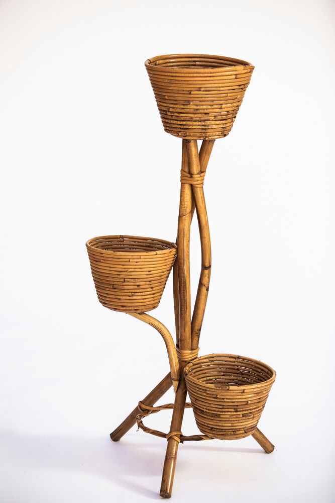 Rattan and bamboo plant holder