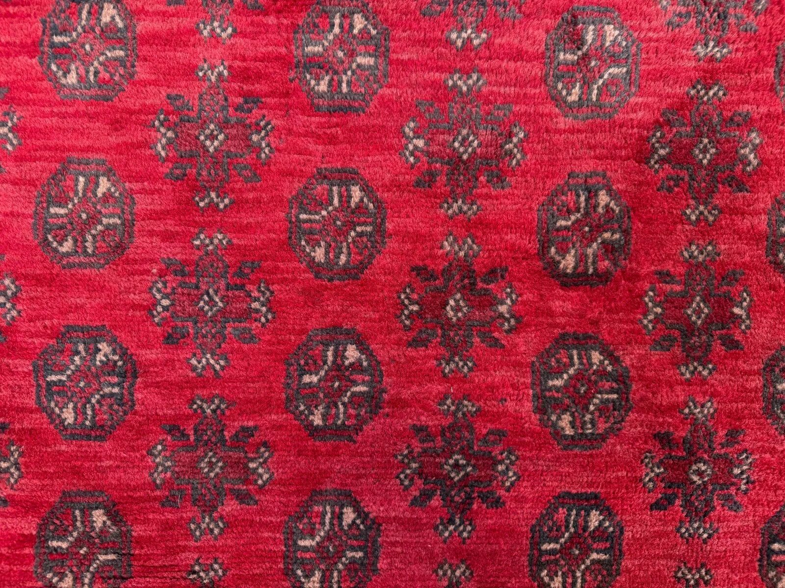 Tapis village afghan turkmène vintage 195x280 cm, rouge, noir, grand tribal