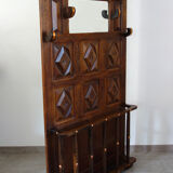 Coat rack cloakroom wood carved folk art