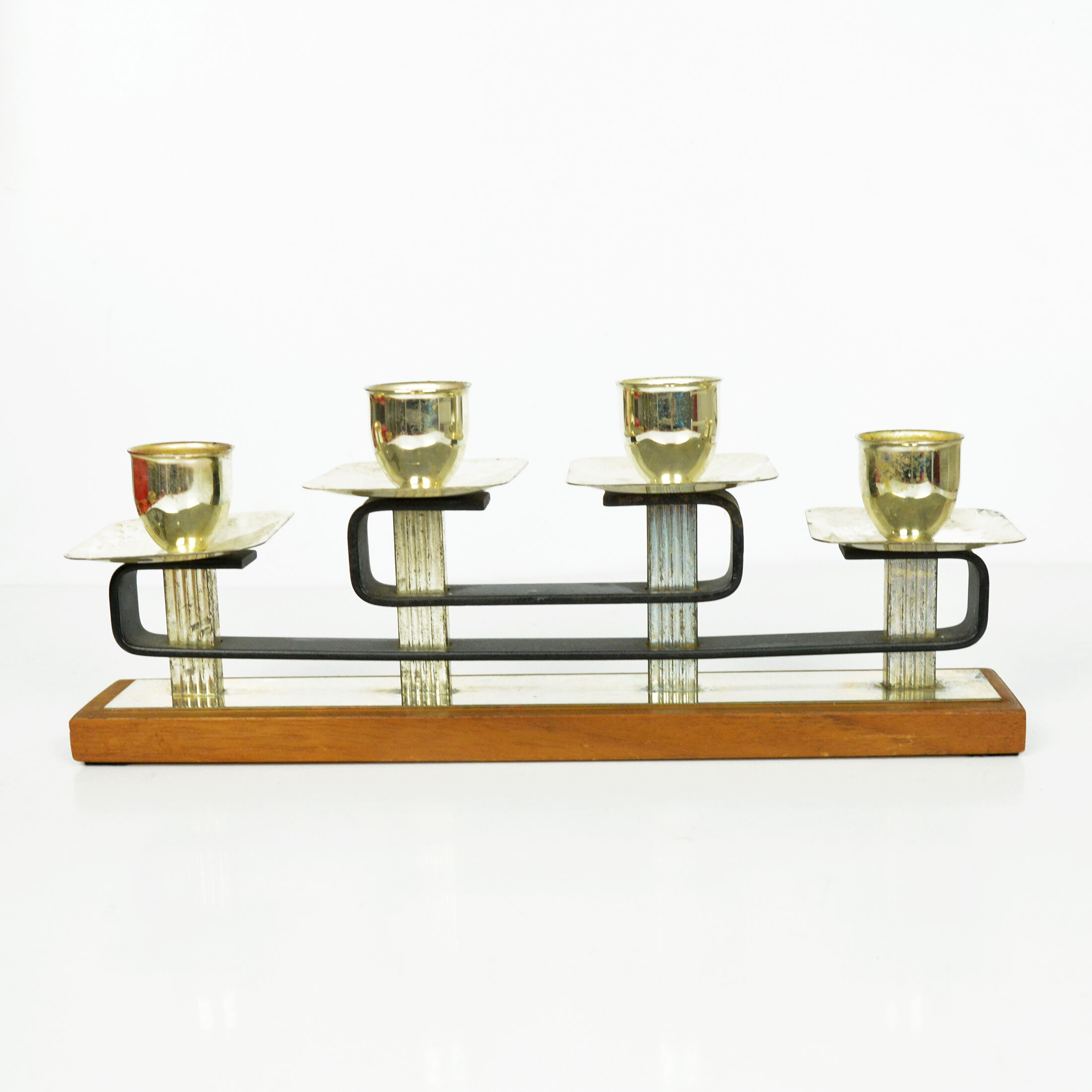 1930s art deco teak candlestick, Austria