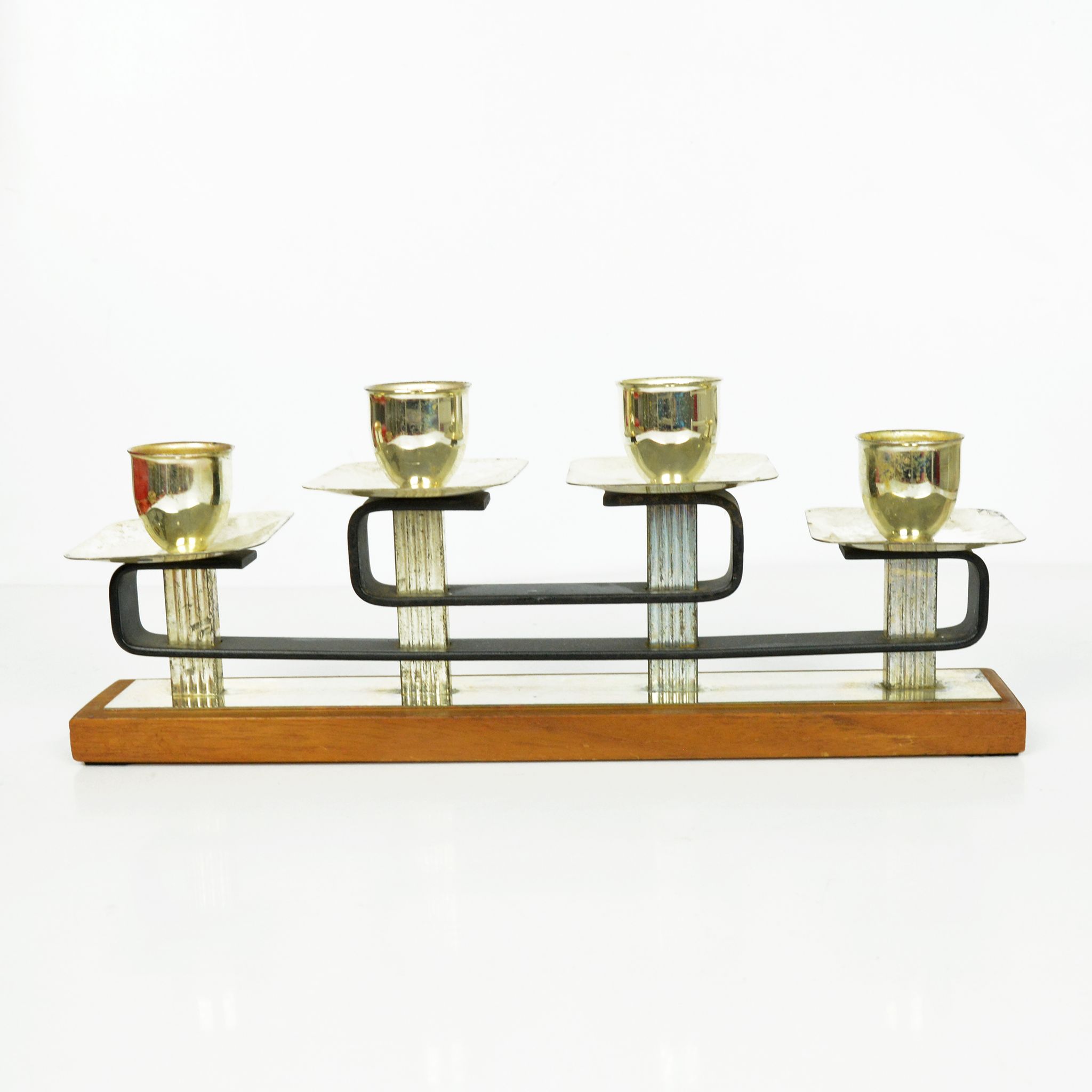 1930s art deco teak candlestick, Austria