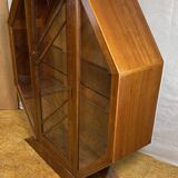 Art Deco Vintage Brocante Walnut Hexagonal Display Cabinet – 1920–1930