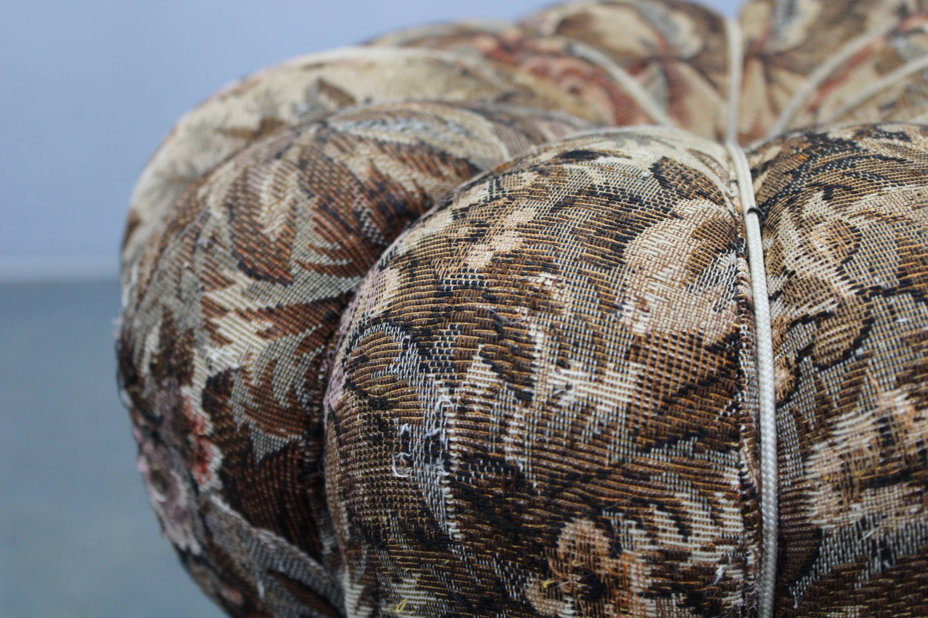 Mid-century Czech upholstered stool, beech wood, 1950s