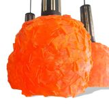Orange Lucite Spaghetti 3 light cascading chandelier lamp