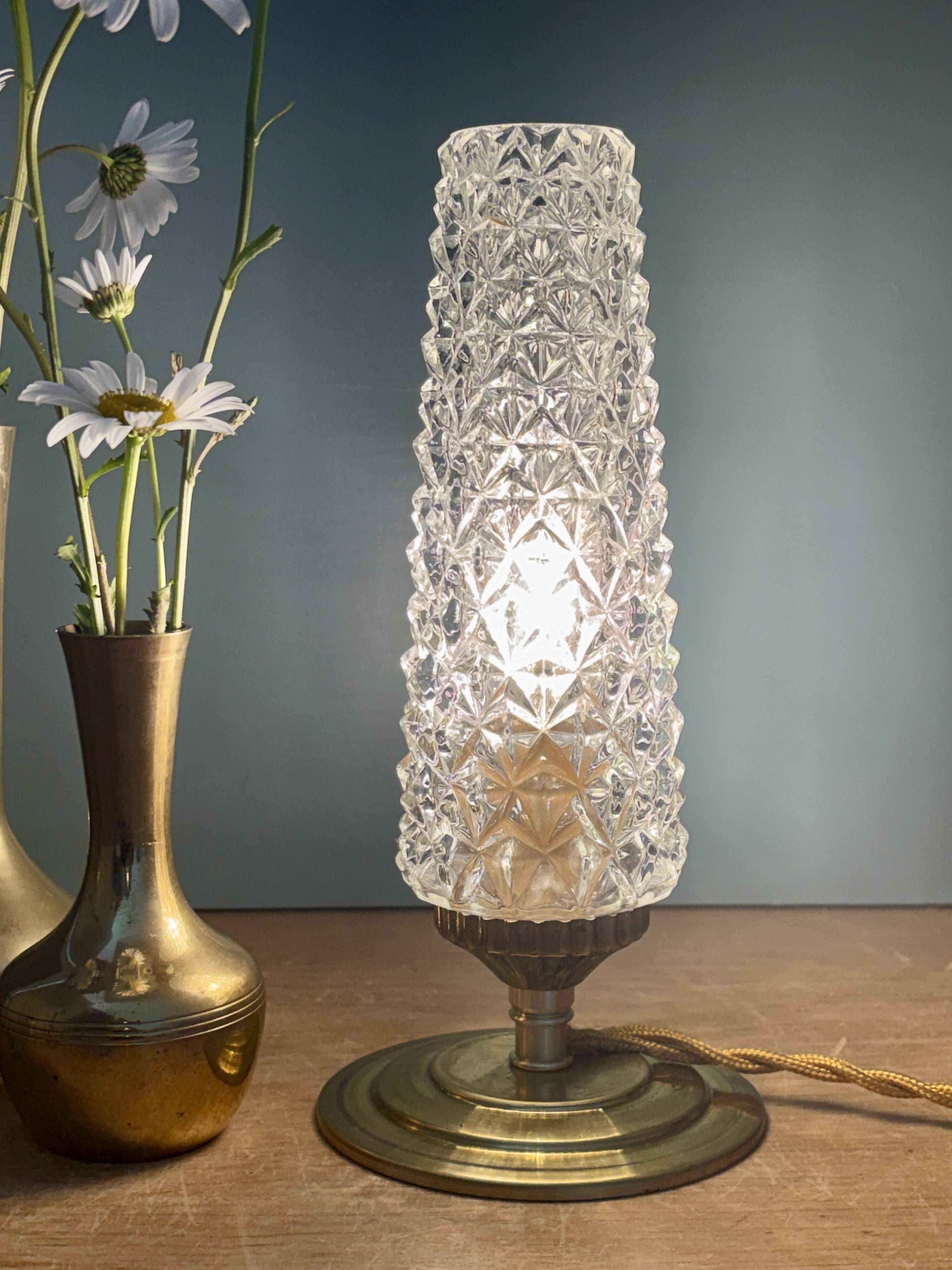 Vintage glass tulip table lamp