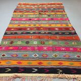 Colourful Vintage Turkish Kilim Kelim Rug 290x166 cm shabby chic wool boho Large