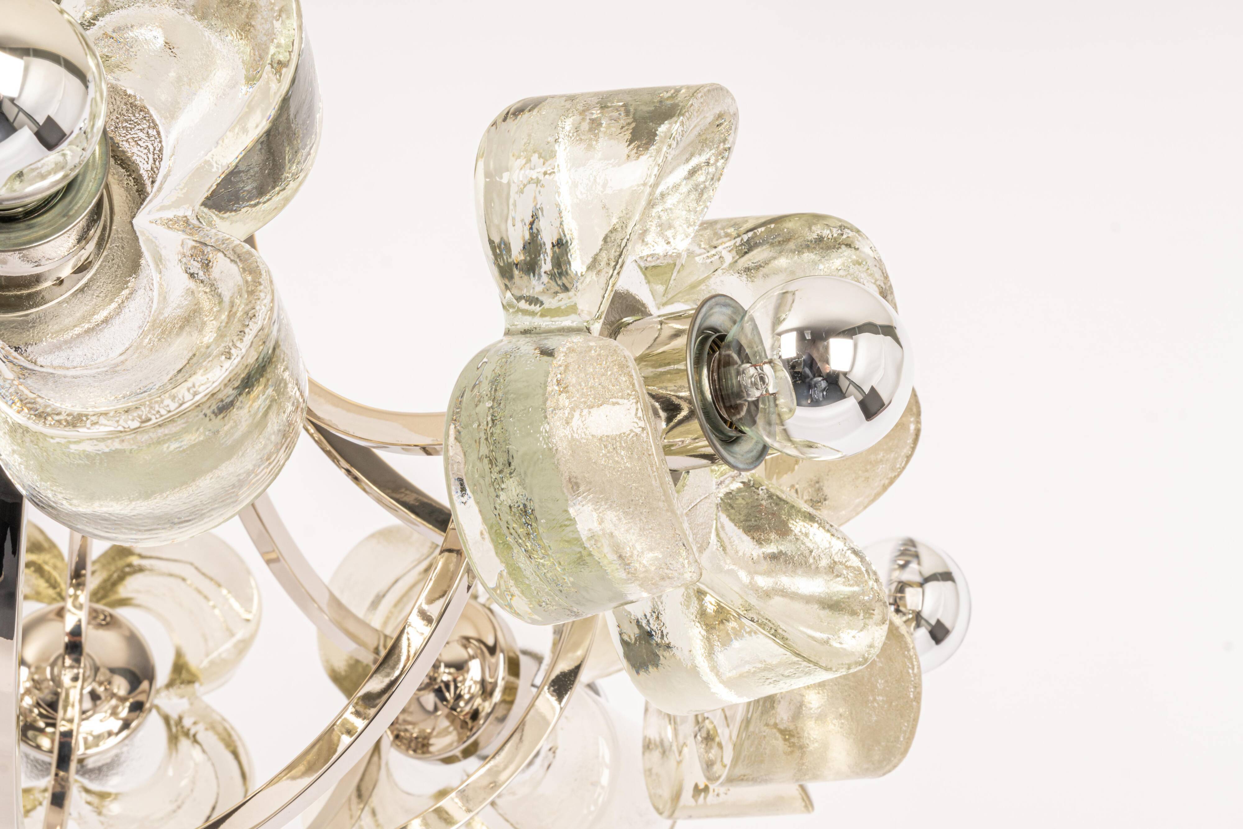 Large chrome glass and crystal pendant by Sische, Germany, 1970s.