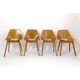 Set of 4 barrel chairs, wooden base, Pierre Guariche, Steiner, 1950s.