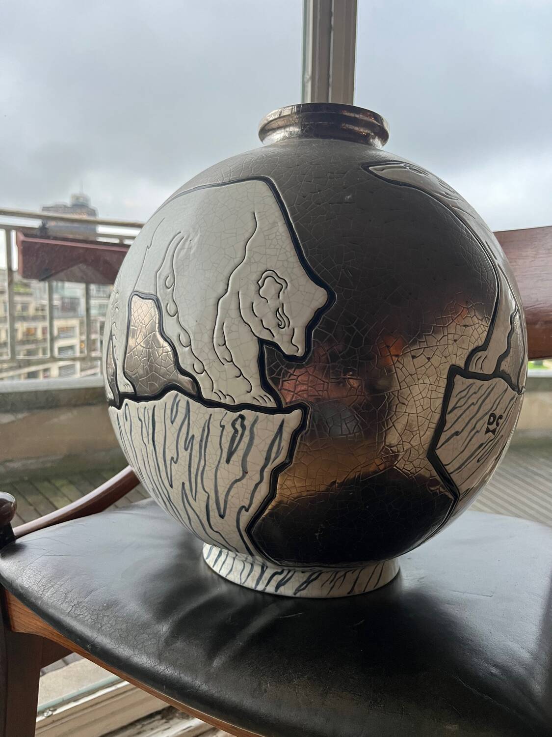 Rare Longwy bear vase