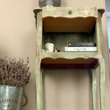 Refurbished patinated olive green bedside or side table
