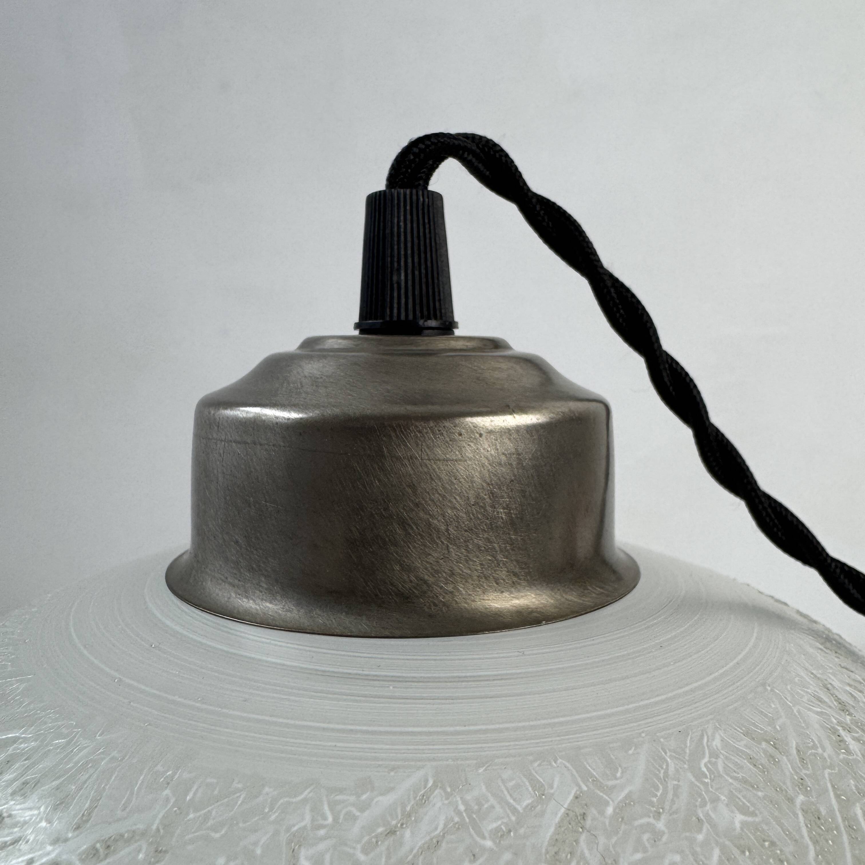 Pair of antique xl vintage curved suspension lights