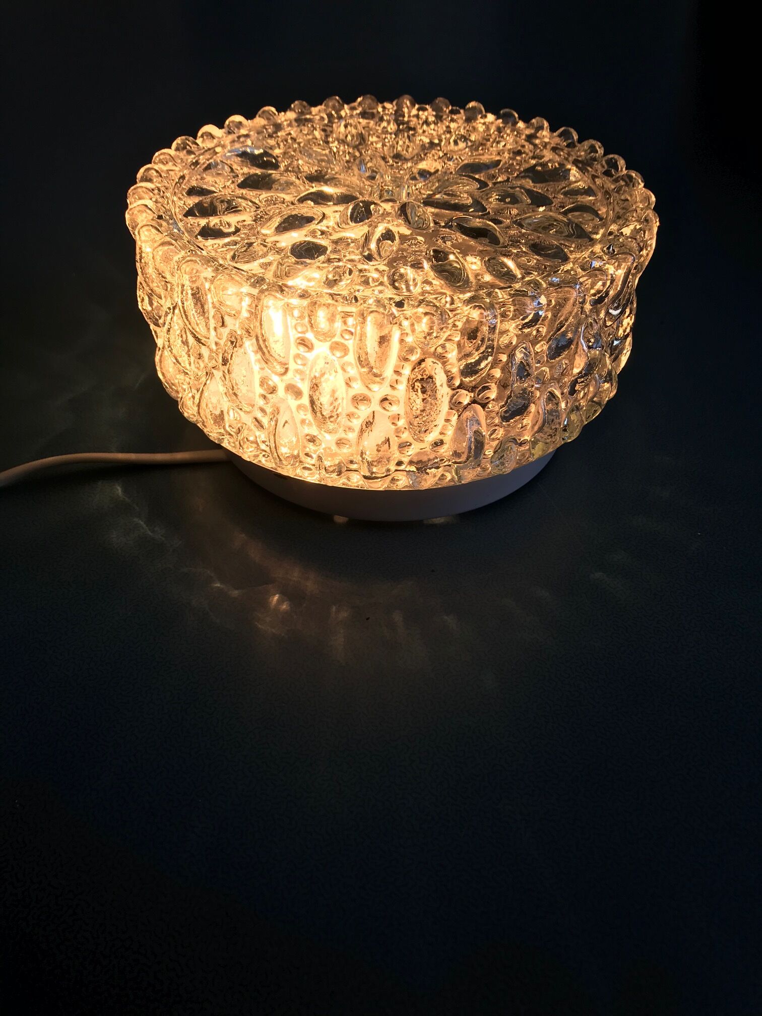 Round cast glass ceiling light