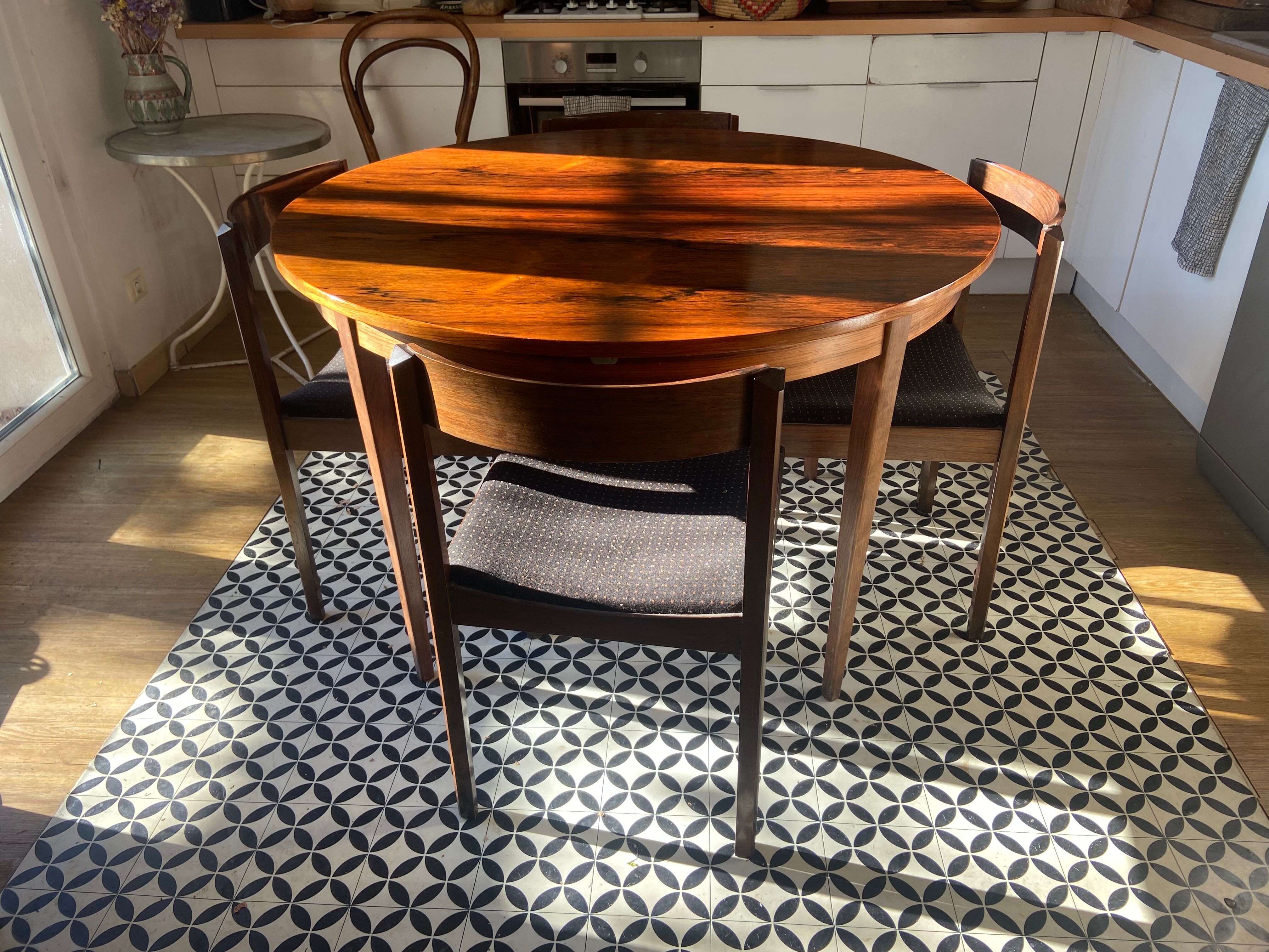 Vintage rosewood table and chair set