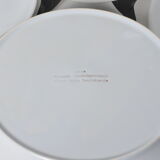 Flat plates in varnished stoneware iris pattern