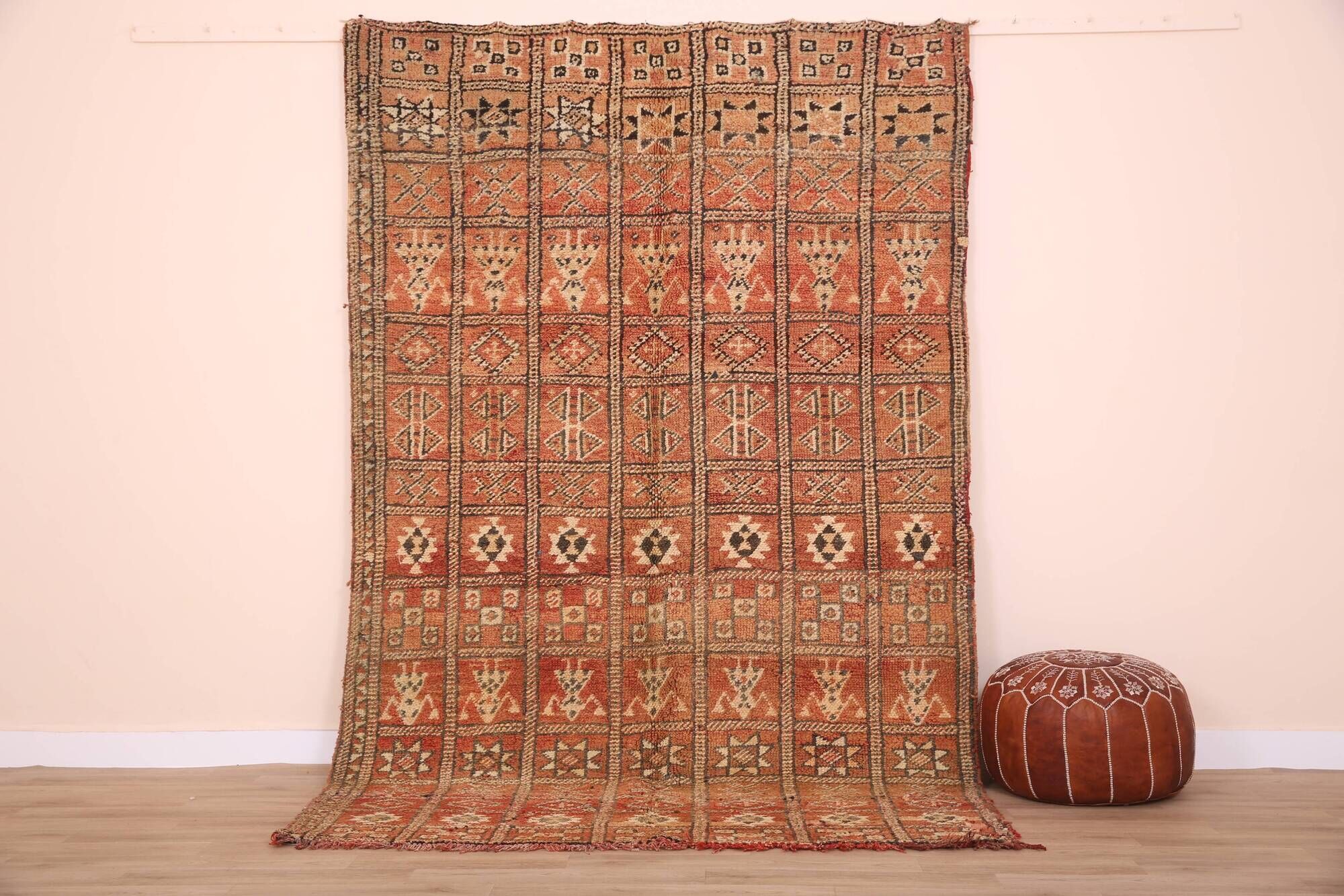 Peach Vintage Moroccan Rug 169 x 268 cm, Berber Tribal Wool Rug, Boho Rug