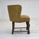 Chaise lounge danoise des années 1950, velours/laine vert, bois de chêne foncé.