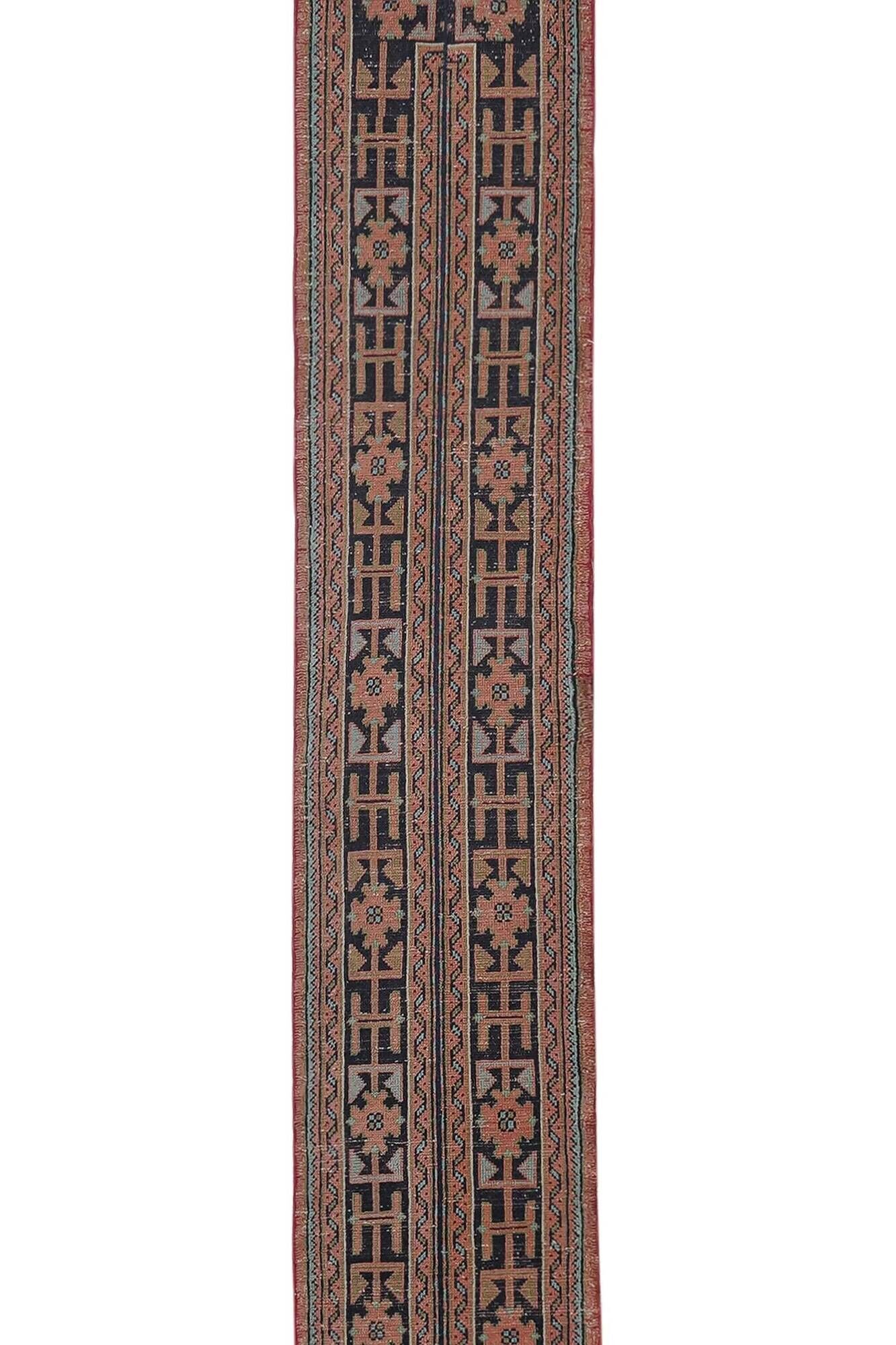 Vintage Turkish hallway rug 63x633 cm