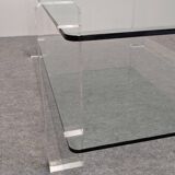 Table basse en verre et lucite de Karl Springer, USA vers 1980