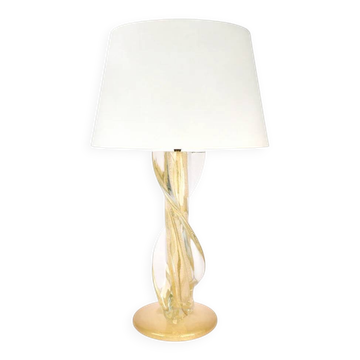 Vintage Murano glass table lamp with gold glitter