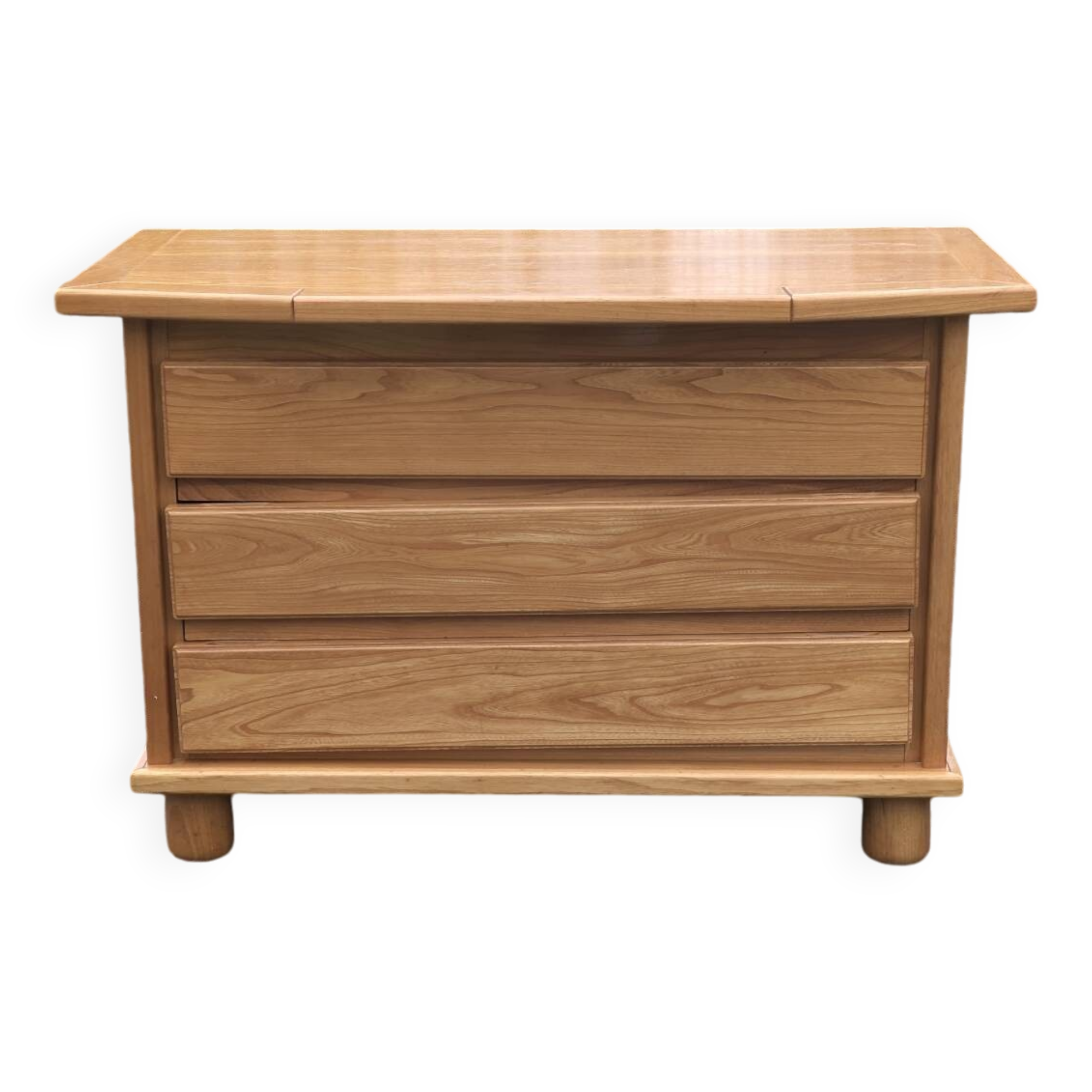Brutalist chest of drawers in vintage elm 1980