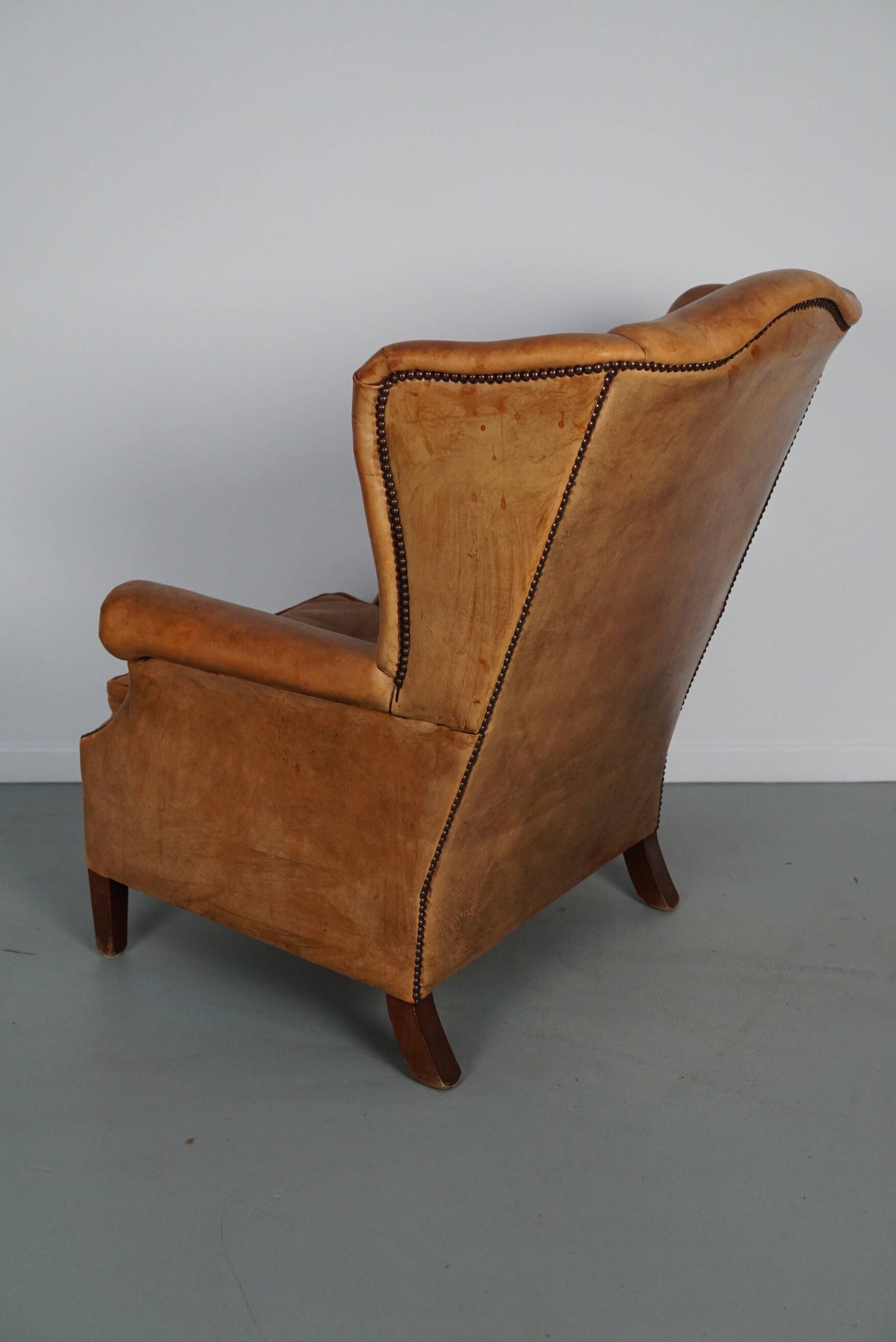 Vintage Dutch cognac coloured leather club chair