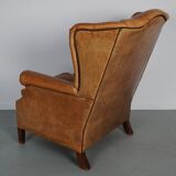 Vintage Dutch cognac coloured leather club chair