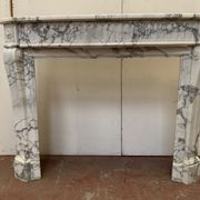 Louis XVI style fireplace in white marble veined carrara XIXth century
