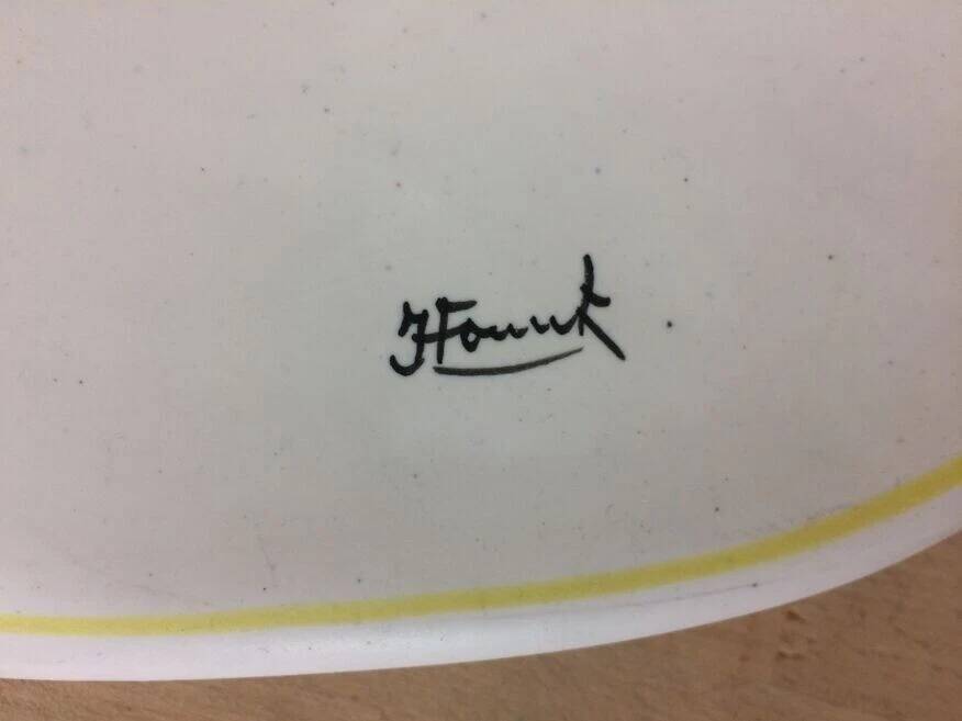 Cheese platter signed Fonck Vallauris, 1960s ceramic