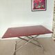 Table relevable vintage verre rouge et chrome-design 1970/1980