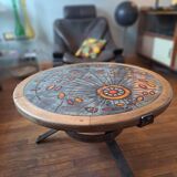 Vallauris table basse signé drac 1960 bois faïence acier