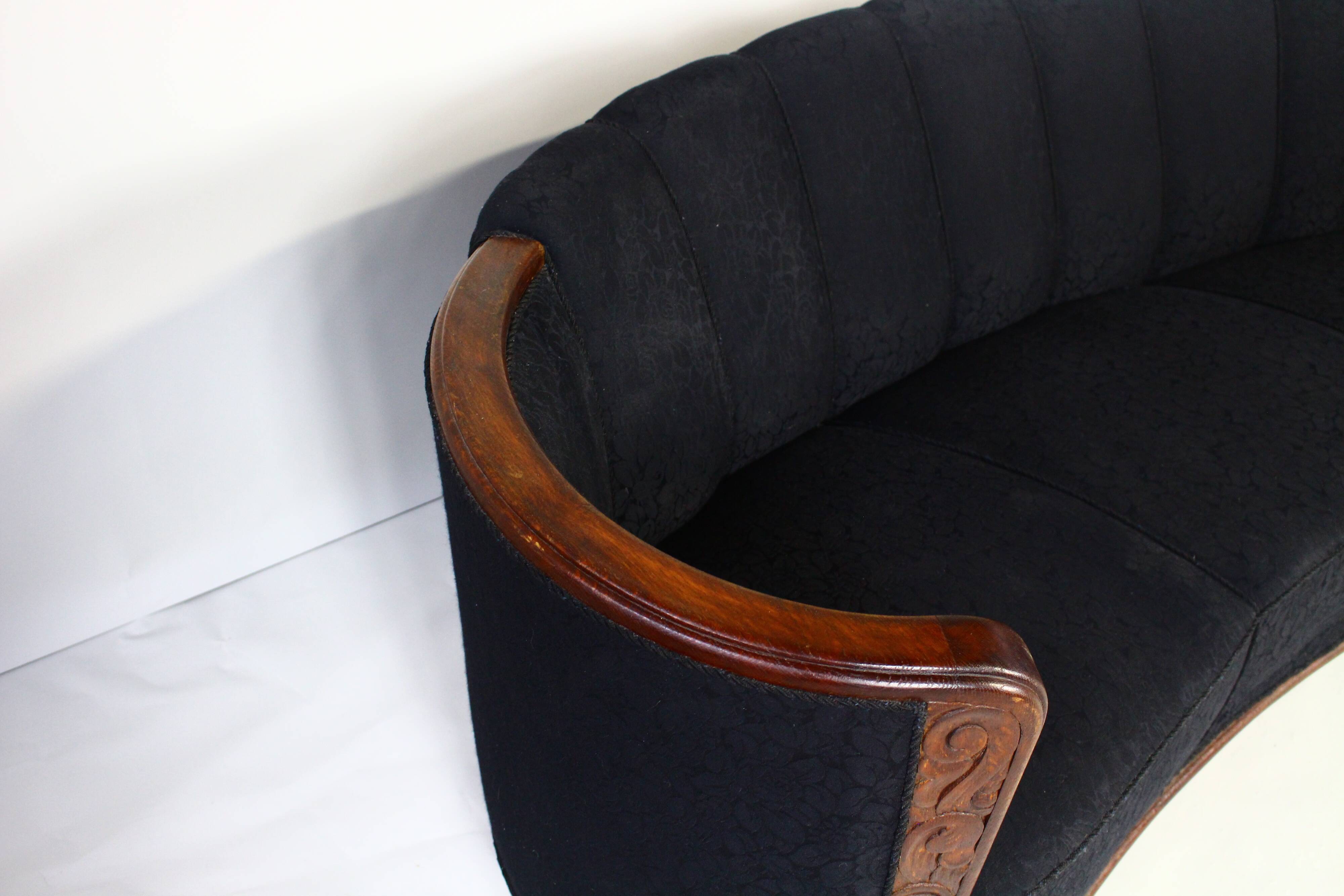 1930s Art Deco Curved Banana Sofa