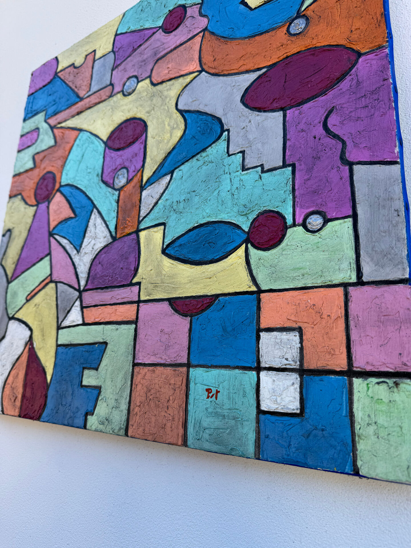 Abstract geometric coloured painting