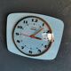 Vintage formica clock rectangular silent wall pendulum "Trophy blue"